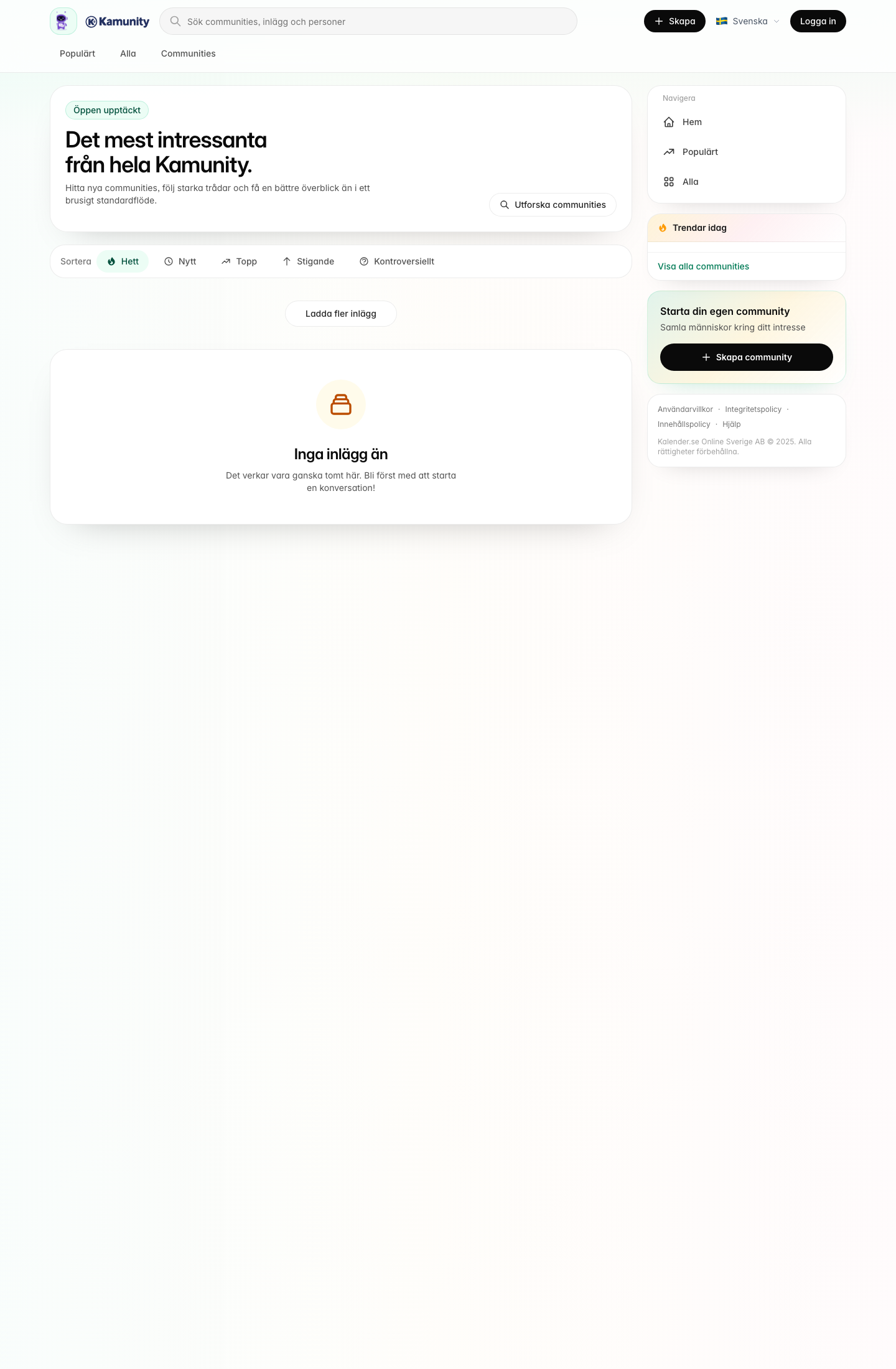 Communityflöde där videor kan diskuteras och delas.